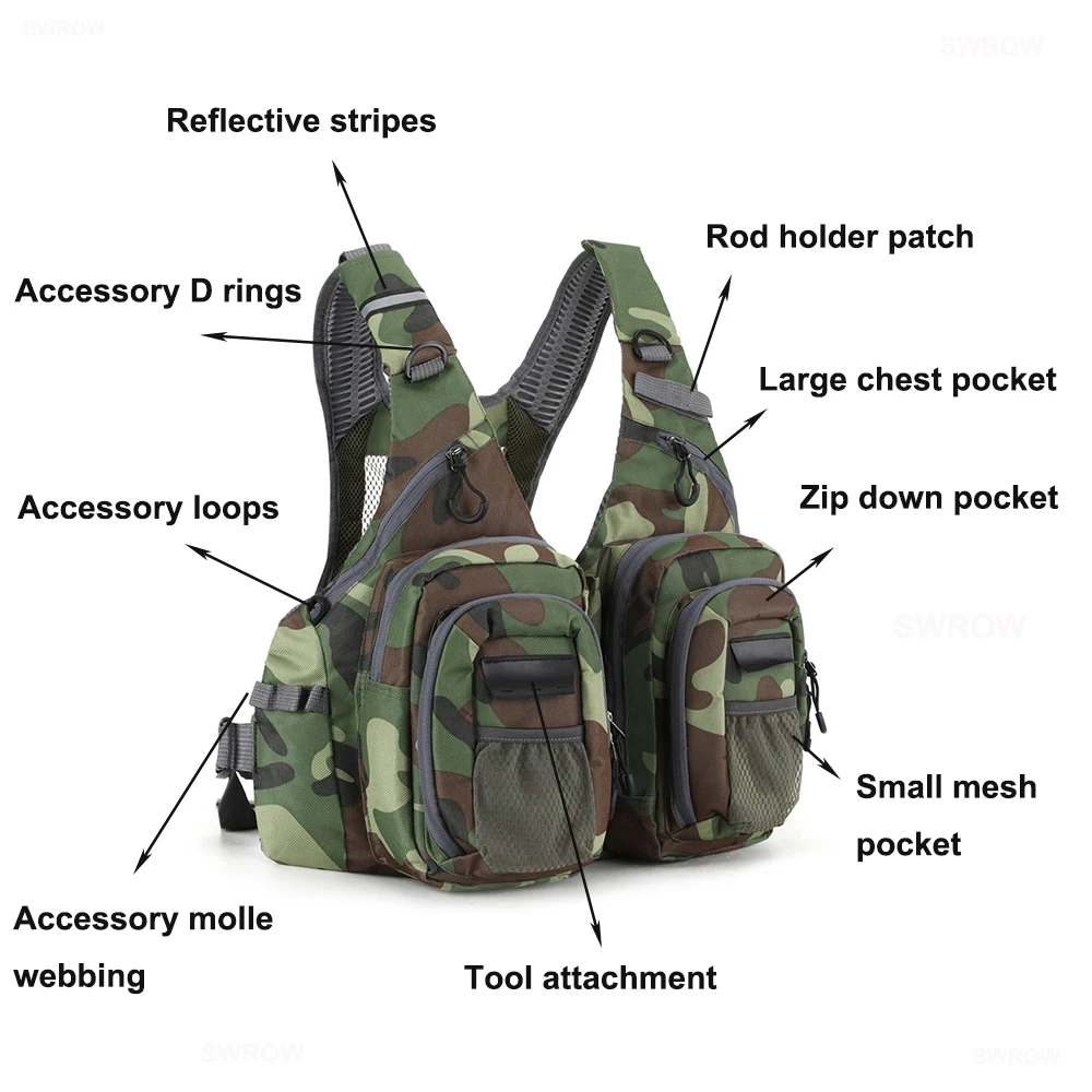 New Adjustable Men Breathable Fishing Vest Outdoor Sports Multifunction Pockets Mesh Backpack Fish Accessory Bag