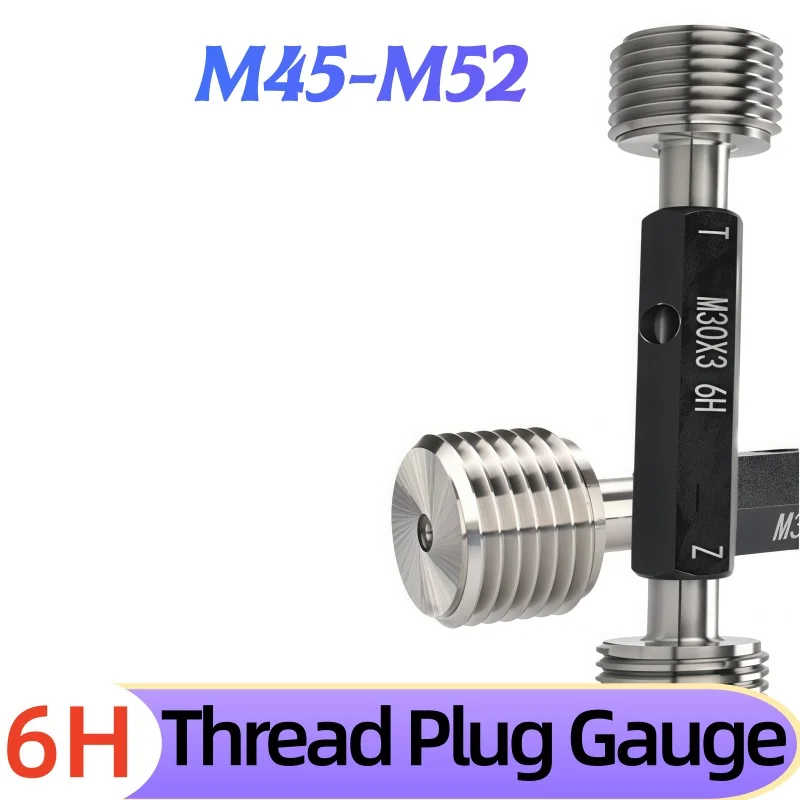 1PCS 6H M45-M52 X0.5/0.75/1.0/1.25/1.5/1 Steel Metric Standard Fine Screw Thread Plug Gauge Measuring Tool wholesale VAYABOOG