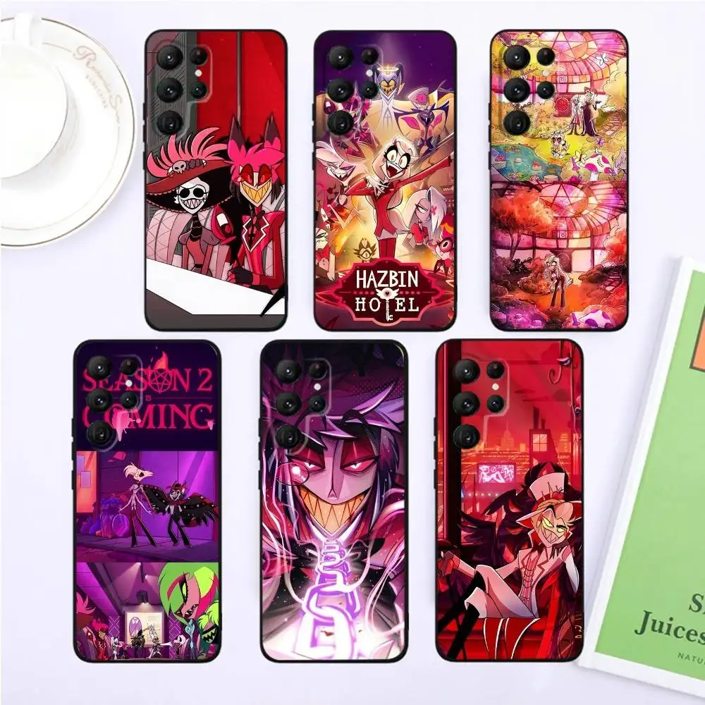 

H-Hazbin Cartoon Hotel Phone Case For Samsung S25,S24,S23,22,21,Ultra,Pro,S10,S30Plus,20lite Black Cover