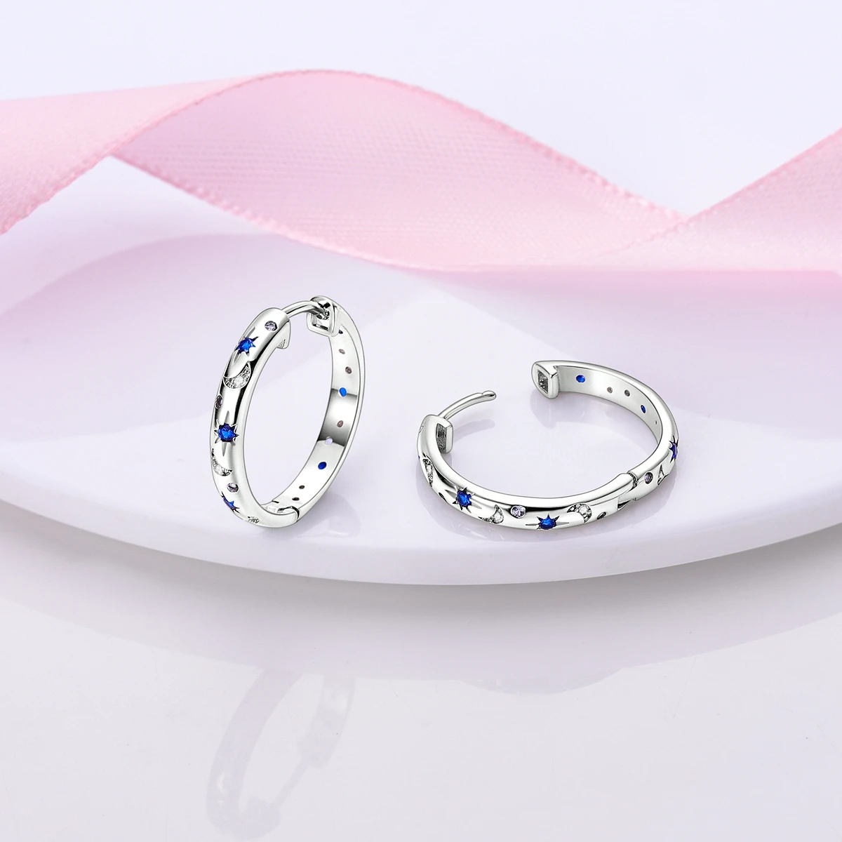 Bestseller 925 Sterling Silber Herz-Ohrringe Passend für Original-Charms Creolen für Frauen Mädchen Ohrstecker Feiner Schmuck Geschenke – Detail 40