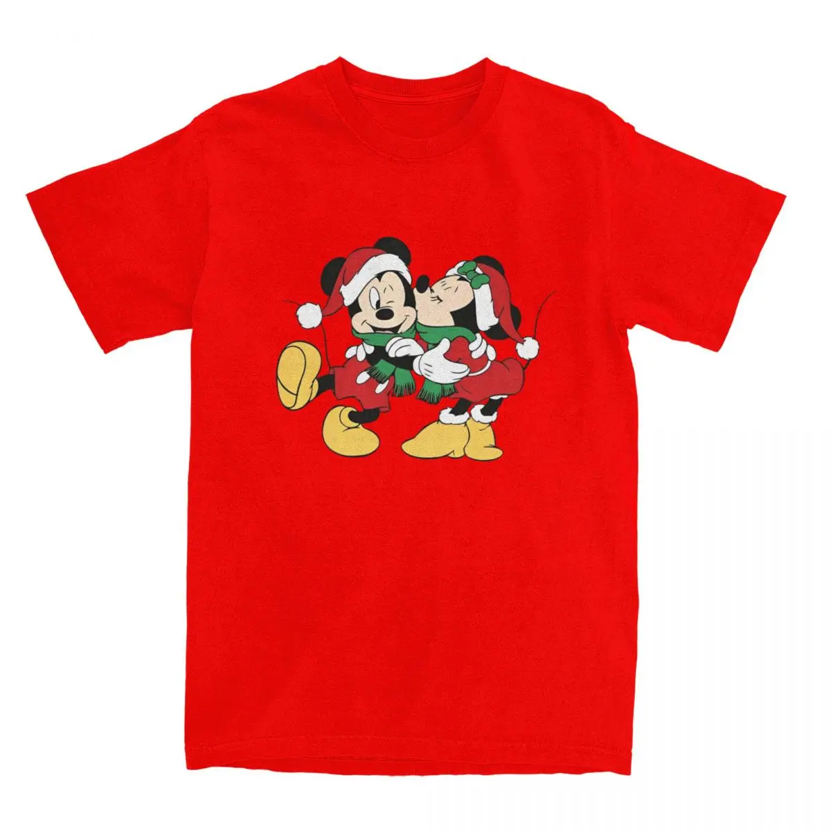 

Men T Shirt Mickey And Minnie Xmas Christmas T-Shirts Hip Hop Summer Tee Shirt Street Style 100 Cotton Tops Gift