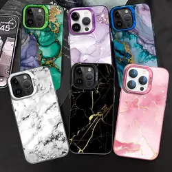 Marble Phone Case for Apple iPhone X 11 Pro Max 15 Plus 14 Pro 13 12 Pro XR XS Max 14 Soft Luxury Cover