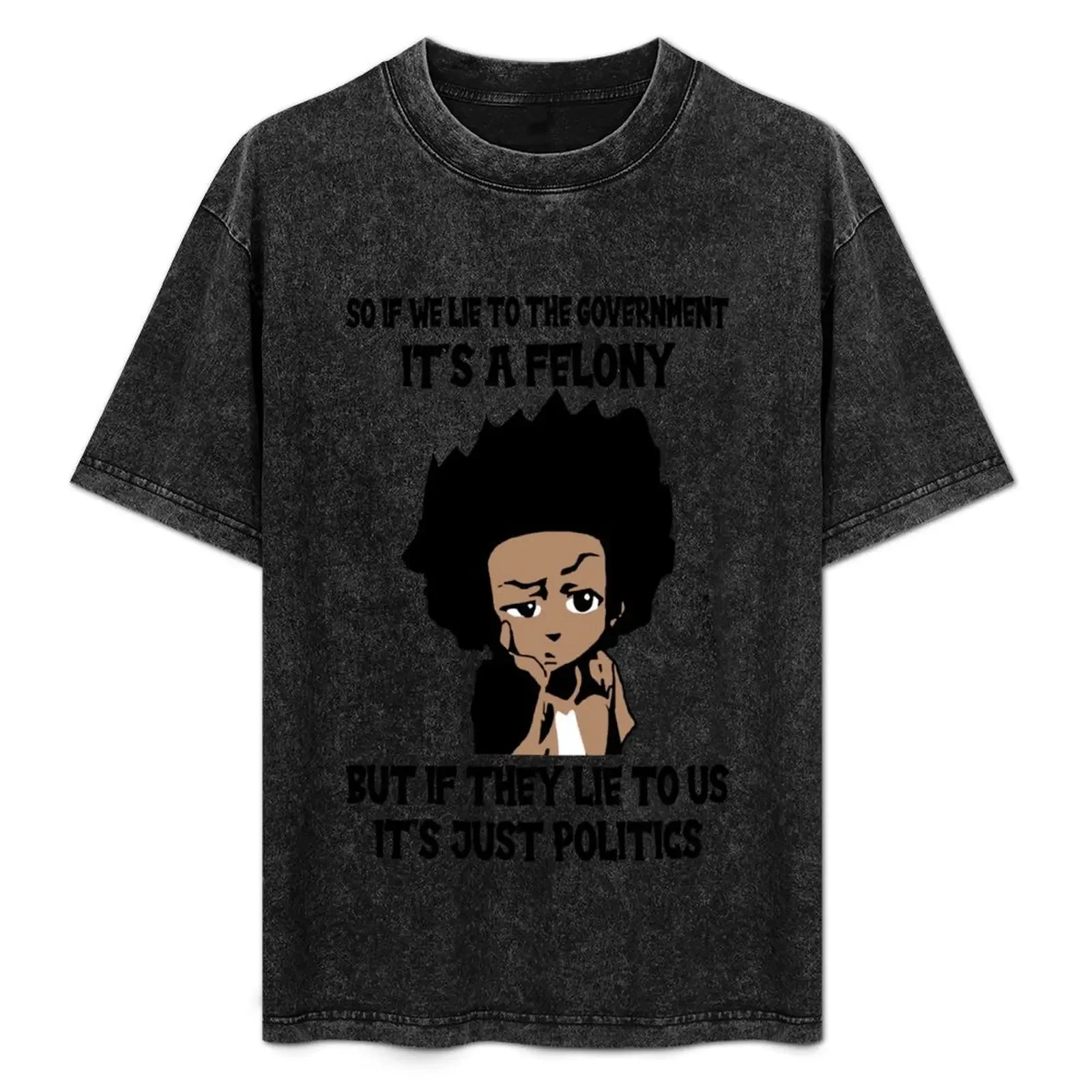 Huey quote from The boondocks sitcom art cute T-Shirt street wear tees sweat men clothings