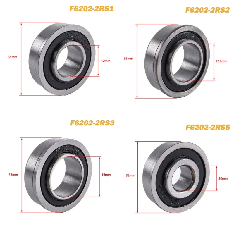 F6202-2RS Flanged Deep Groove Ball Bearing ABEC-1 Sealed for Garden Trolley Wheelbarrow