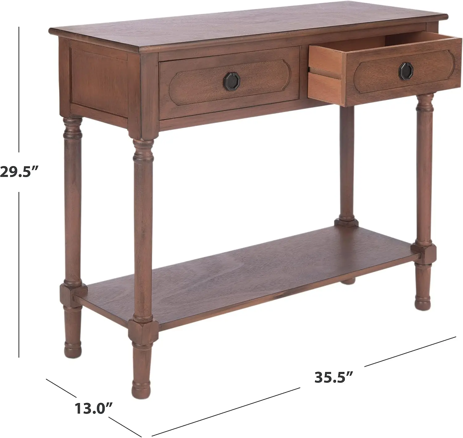 Console Table, Freestanding Entryway Accent Sideboard Desk With Two Storage Drawers And Bottom Shelf For Hallway Living Room Foyer, Classic Brown, One Piece