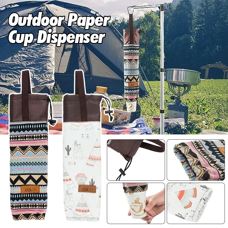 

Pull Type Beverage Cup Storage Bag Outdoor Paper Cup Dispenser Two Style Beverage Cup Organizer for Camping Hiking