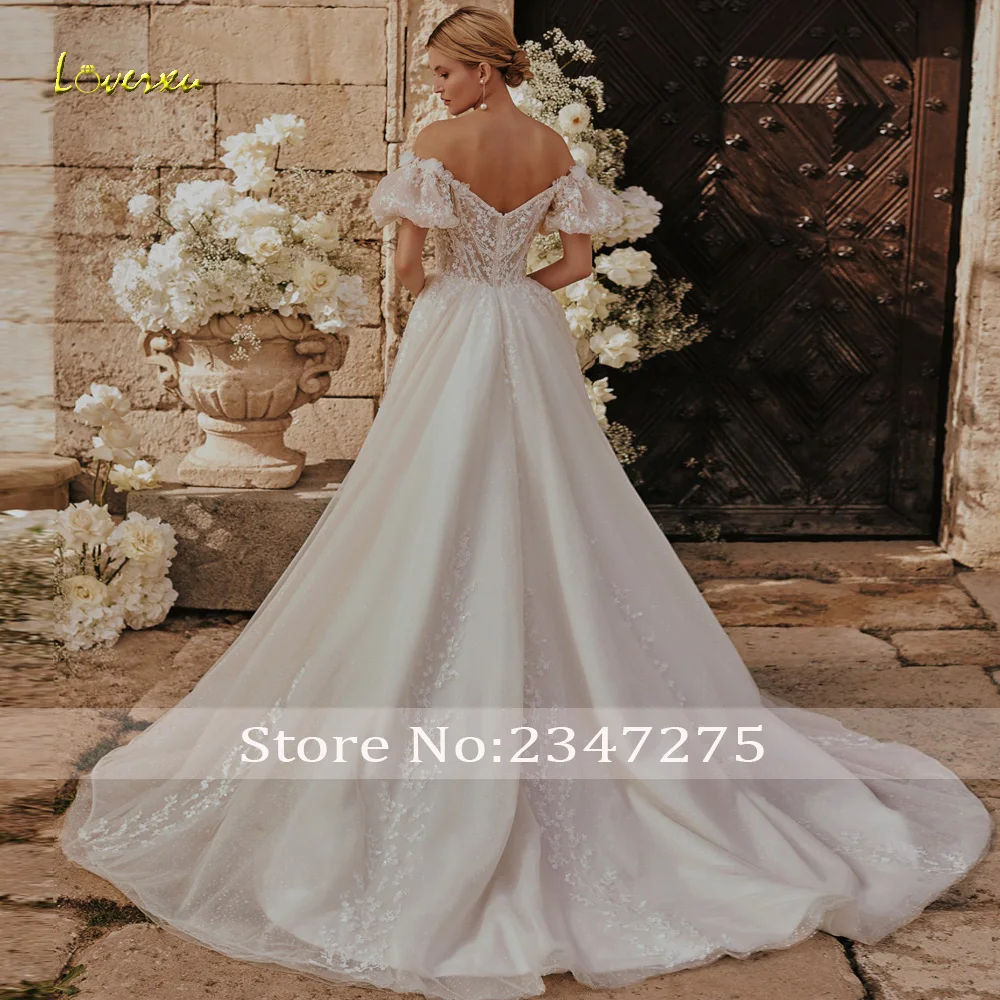 Loverxu A-Line Mondern Wedding Dresses Sweetheart Off The Shoulder Vestido De Novia Beaded Appliques Custom Made Bridal Gown