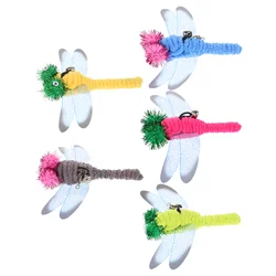 5 Pcs Cat Stick Rabbit Toys Robot Worms and Dragonfly Refill Teaser Wand Replacement