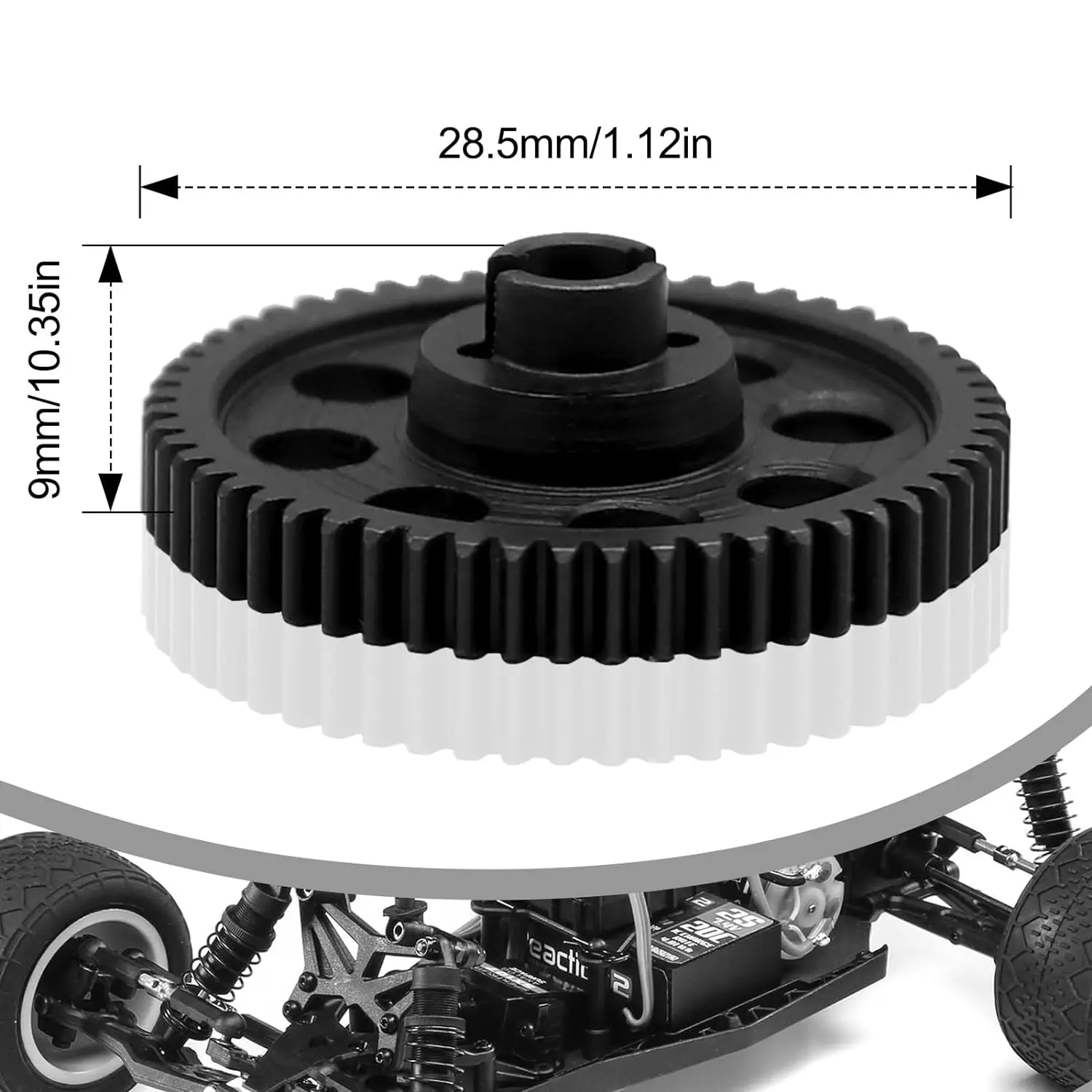 Hardened Steel 55T Diff Spur Gear for 1/18 Losi Mini T 2.0 Brushed/Brushless RC Car Upgrade Parts Replace