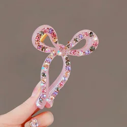 2024 New Ribbon Bow Hair Clip with Colorful Diamonds and Shark Clip Hair Accessories