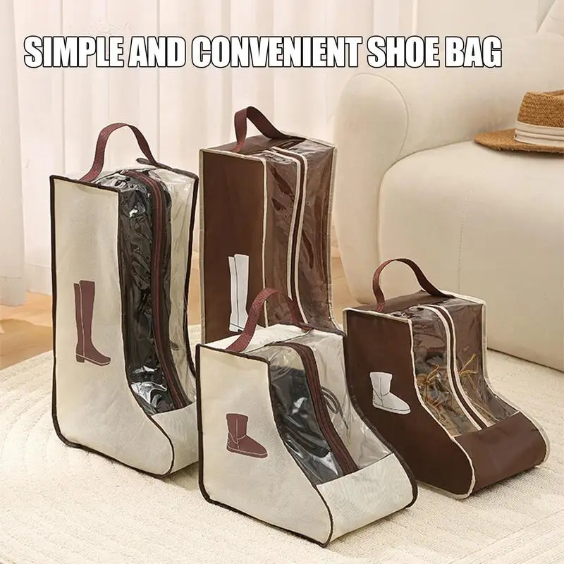 Non-Woven Shoe Storage Bag Outdoor Travel Waterproof Shoe Bag Tall Boot Carry Bag with Handle Boots Storage Travel Organizer