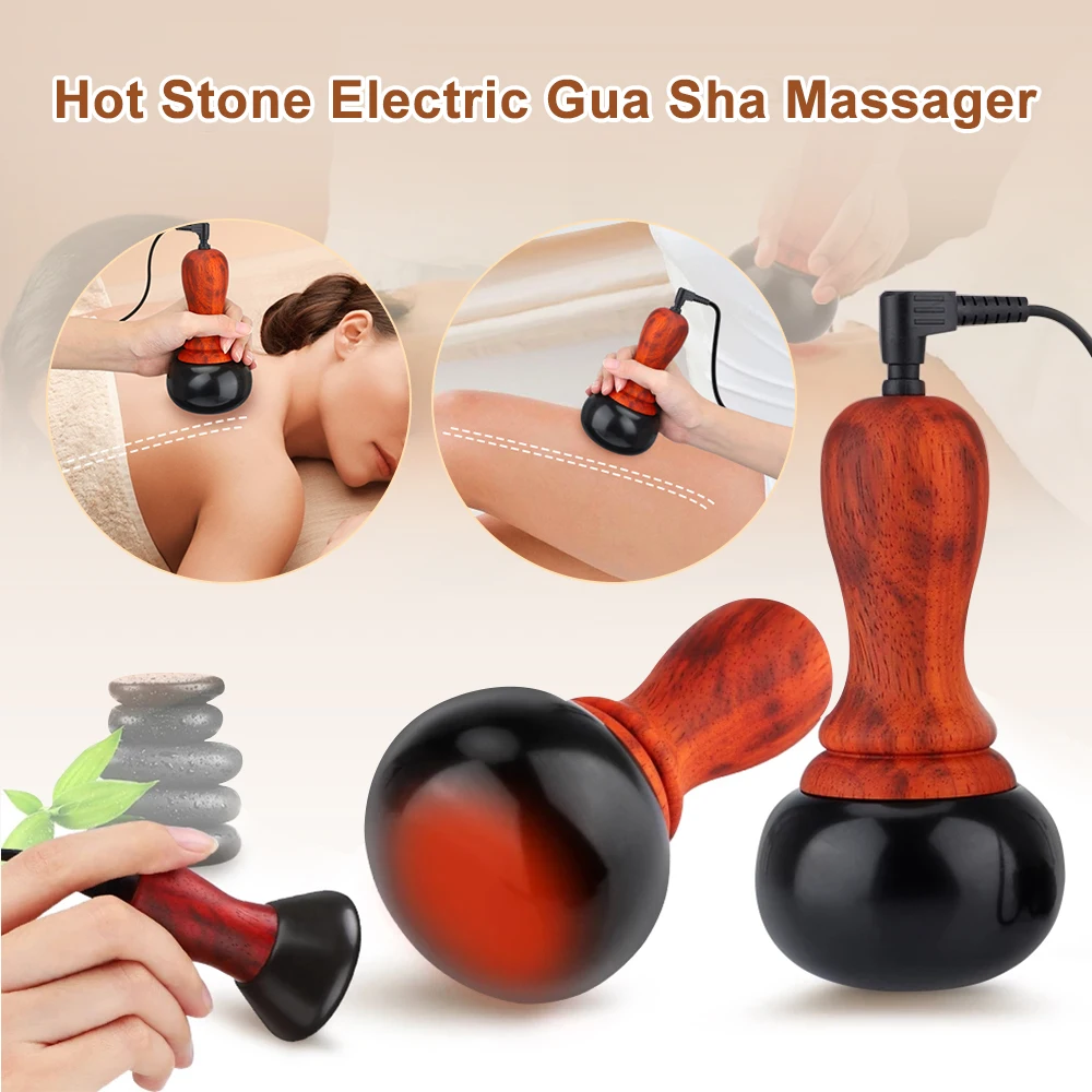 

Hot Stone Electric Gua Sha Massager Natural Stone GuaSha Scraping Back Face Neck Heated Massage Relax Therapy Body Skin 240V