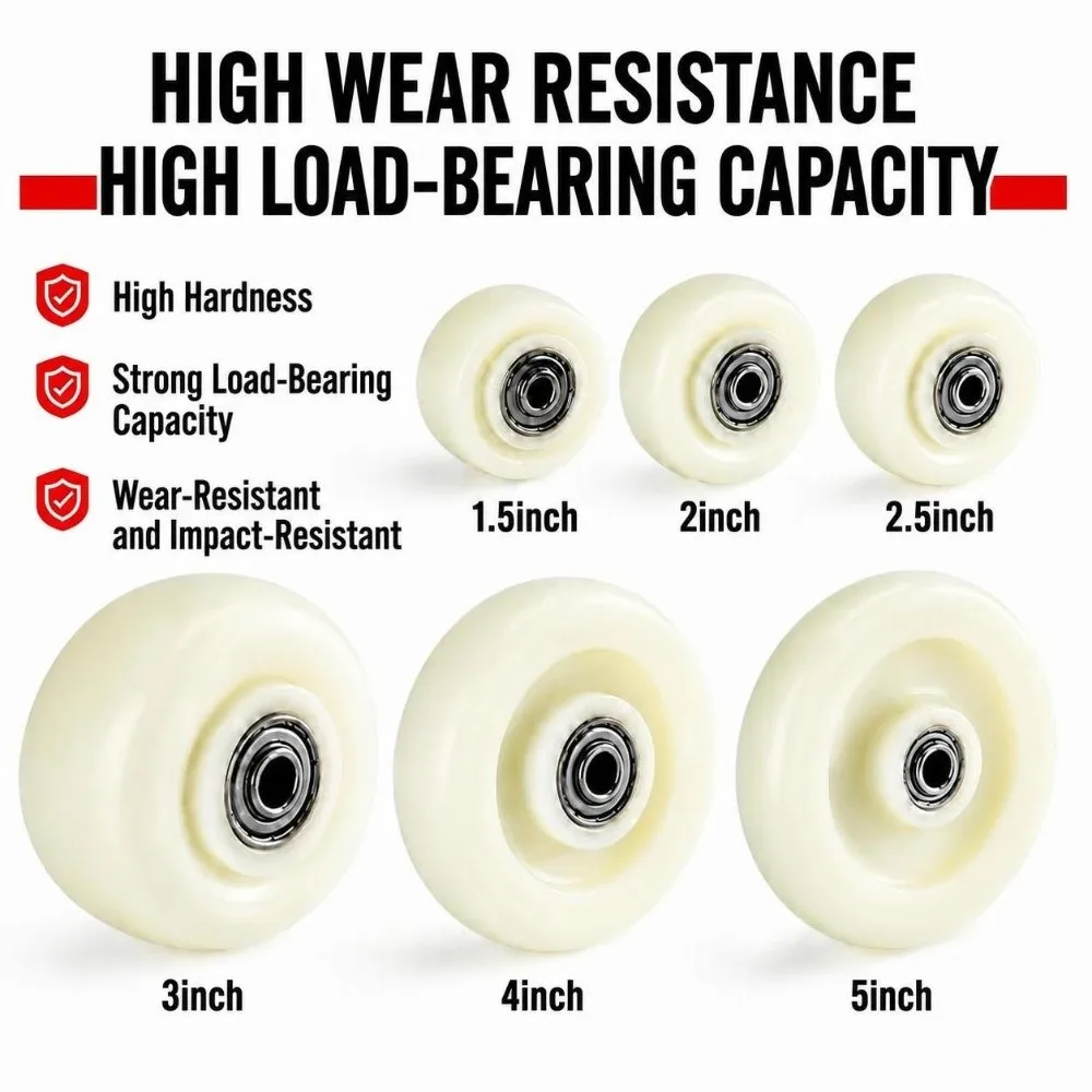 Sturdy 1.5-5 Inch Caster Wheel High Load Capacity Wear Resistance Trolley Wheel Nylon Furniture Wheels For Cart Use