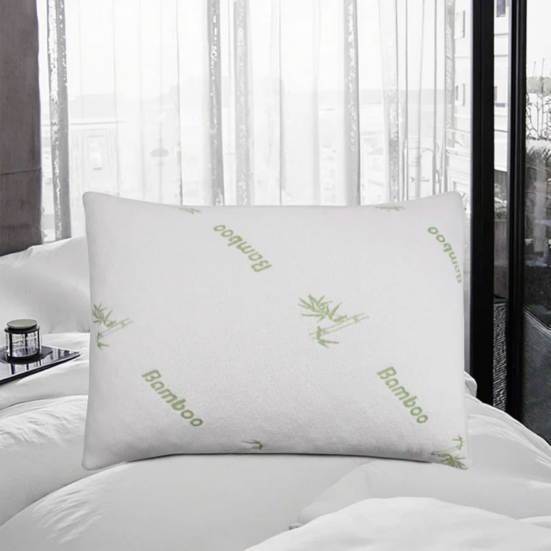 1pc Shredded Memory Foam Pillow Soft Adjustable Loft Pillow with Breathable Bamboo Polyester Cover For Home Hotel All Season Use