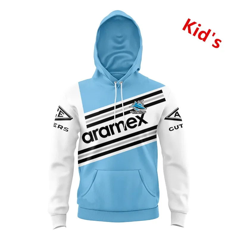 

2024 CRONULLA SHARKS HERITAGE YOUTH TRAINING RUGBY Hooded JERSEY TODDLER Kids size 16-20-26 ( Print name and number )