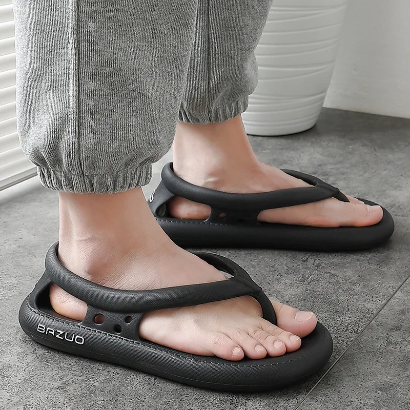 Man Non-slip Flip Flops Hollow Out Slippers Thick Platform Women Shoes Summer Outdoor House Couples Bathroom Soft Slippers Flats