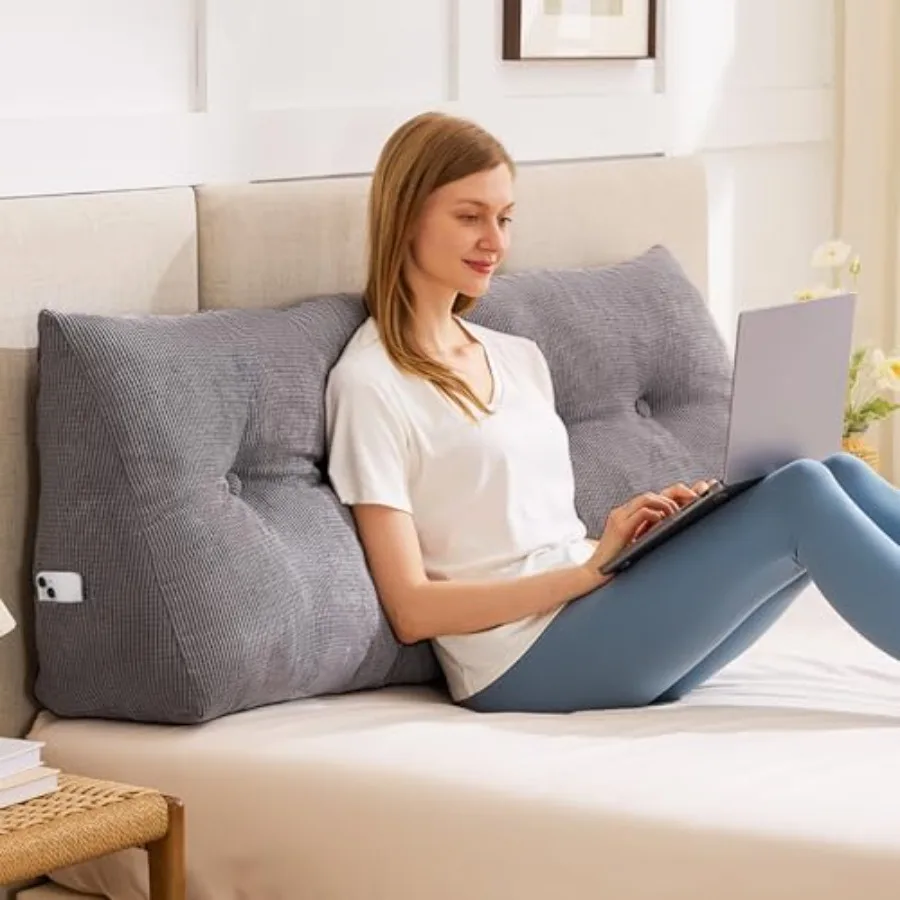 Headboard Pillow, Triangle Pillows for Headboard, Head Board Backrest Wedge Pillow for Reading Sitting Wor, Daybed Pillows with