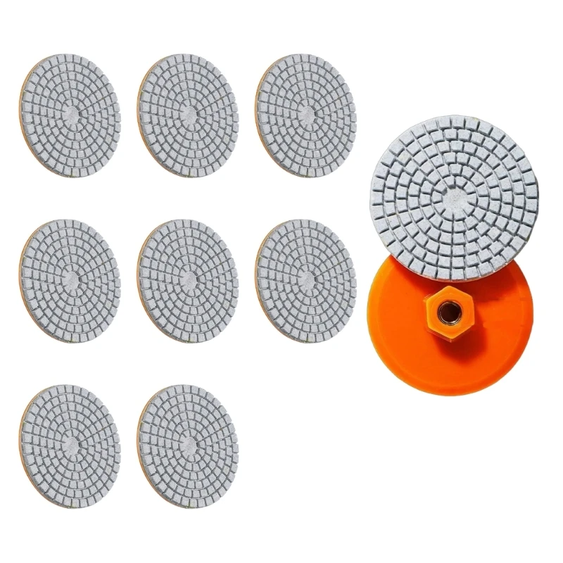 10Pcs Diamond Polishing Pads Backer Pad for Drill Grinder Polisher Pad for Stone Countertop Wet/Dry Polish Pad Kits