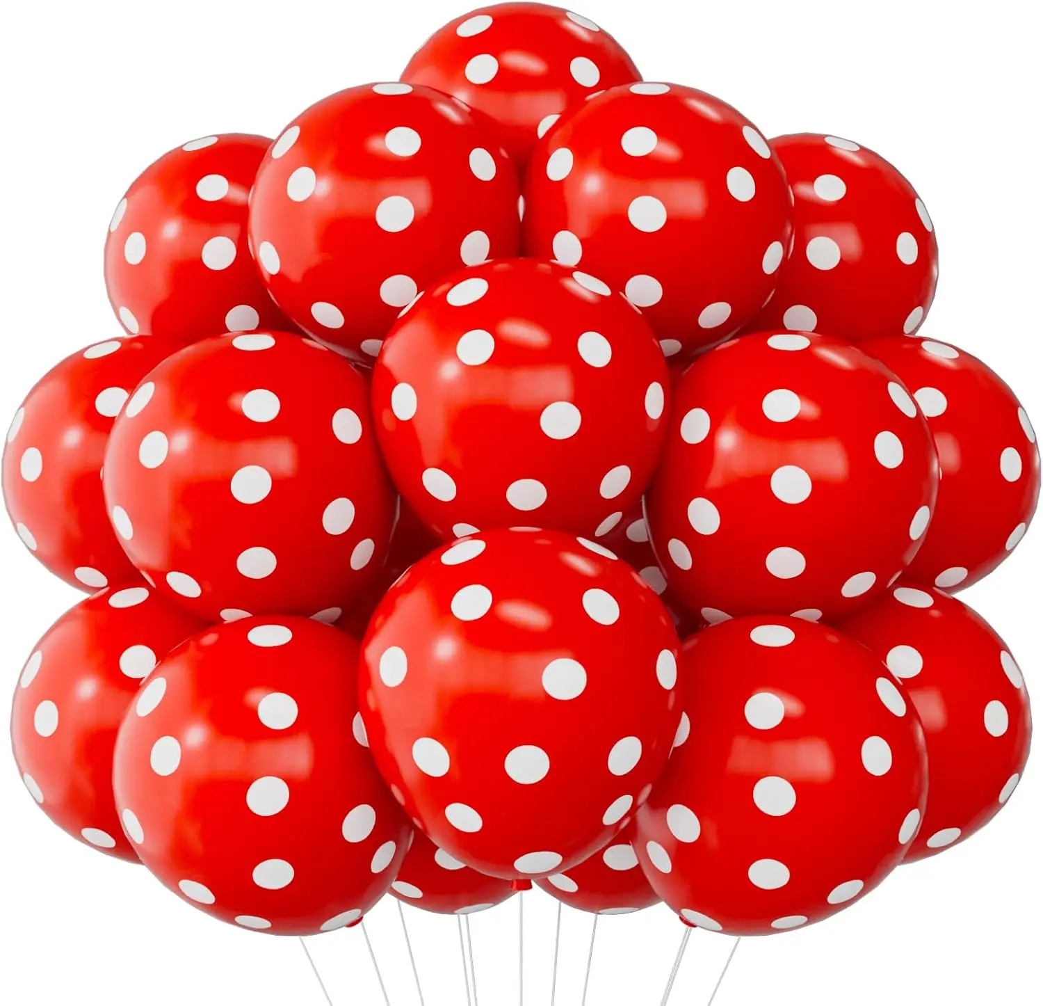 10/20 Stück 12 Zoll Rot-Schwarze Polka-Dot-Latexballons für Geburtstags-Themenpartys, Kinder- und Babyparty-Dekorationen, Globos – Detail 4
