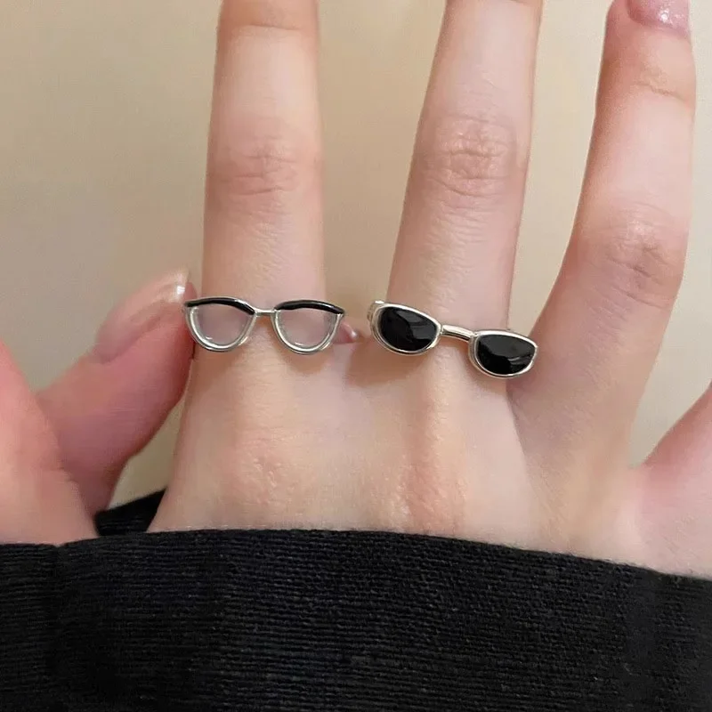 Open Rings Adjustable Eyeglass Glasses Ring For Finger Gothic Stackable Ring Jewelry For Woman