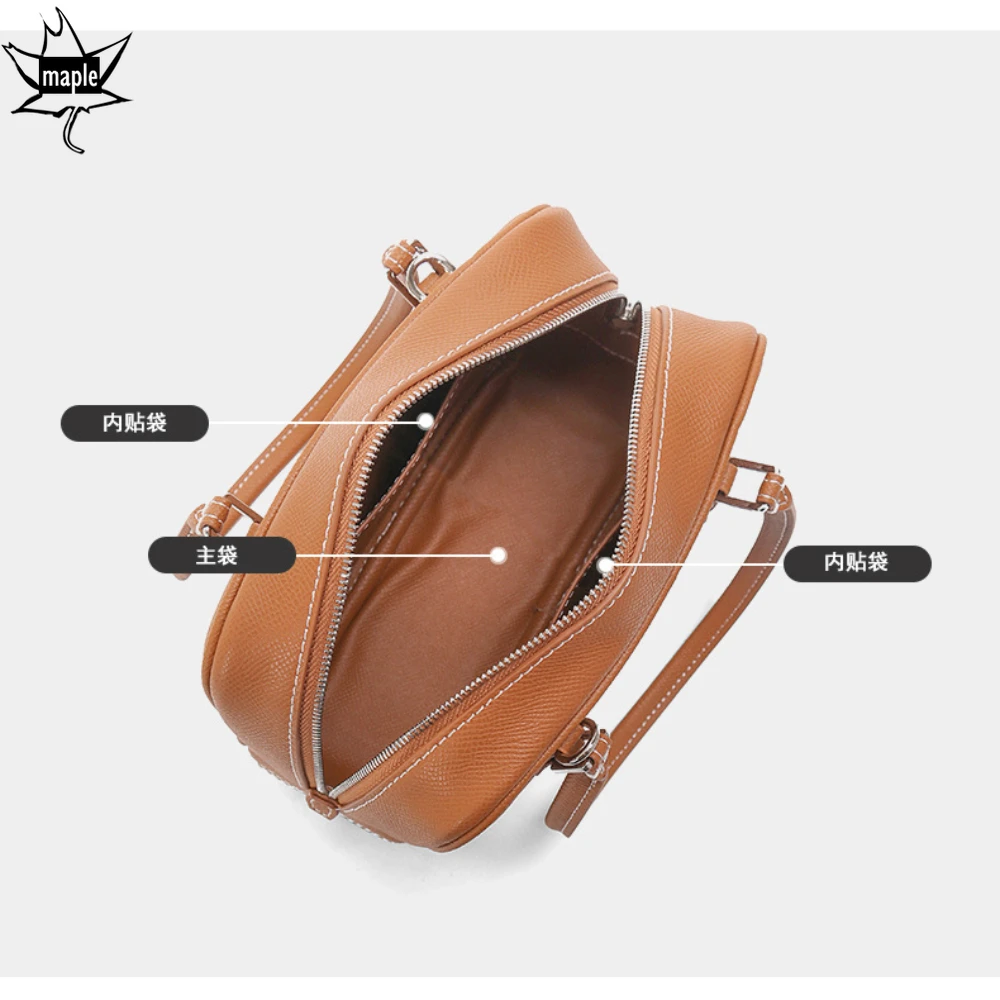 New Designer Simple Caramel Street Tote Epsom Cow Leather Women Handbag Long Handle Office Commuter Ladies Shoulder Bag