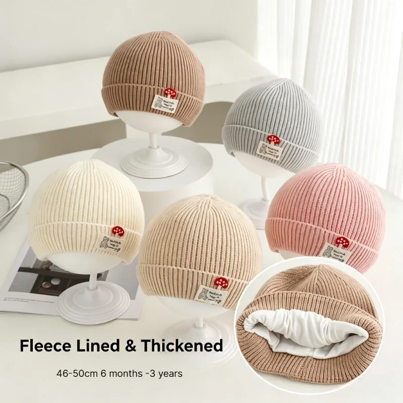 Gorro para bebé, talla 46-50 cm, para niñas de 6 meses a 3 años, gorro de punto, gorro de lana para niños, resistente al viento, cálido, ideal para el invierno, protege del frío, gorro versátil para niños.