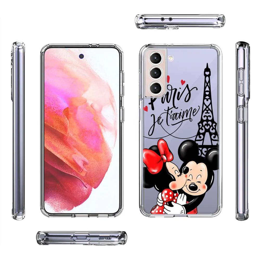 Mickey Minnie London Kiss Case for Samsung Galaxy S22 S10 S21 S24 S9 S23 Ultra S20 FE S10e S8 Plus TPU Transparent Phone Cover