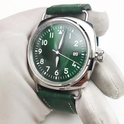 10 colors Retro 45mm Green Dial Luminous Japan NH35 Movement Automatic Watch Mechanical Men's Watch Leather strap