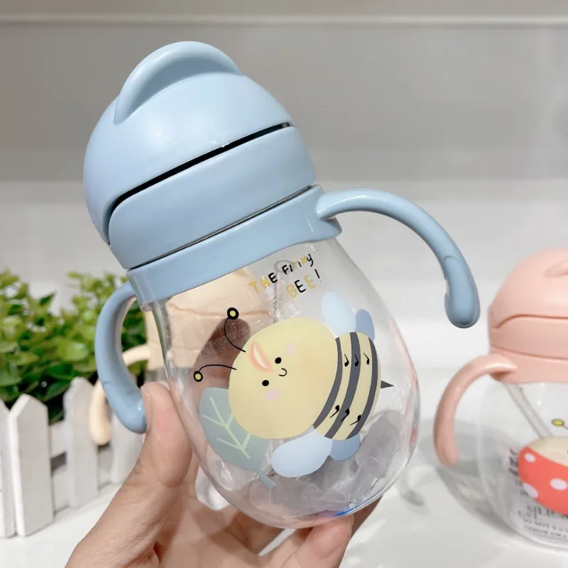 350ml Baby Sippy Water Cup Kid Handle Learn Feeding Drinking Bottle Anti-choking with Gravity Ball Kids Training Cup with Straw