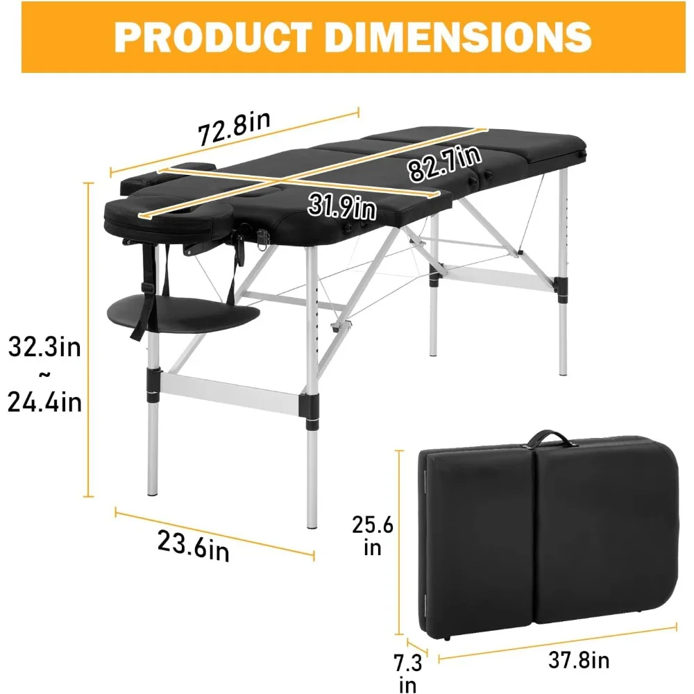 Massage bed portable aluminum hydrotherapy bed height adjustable lightweight tattoo tabletop cradle bed with carrying case