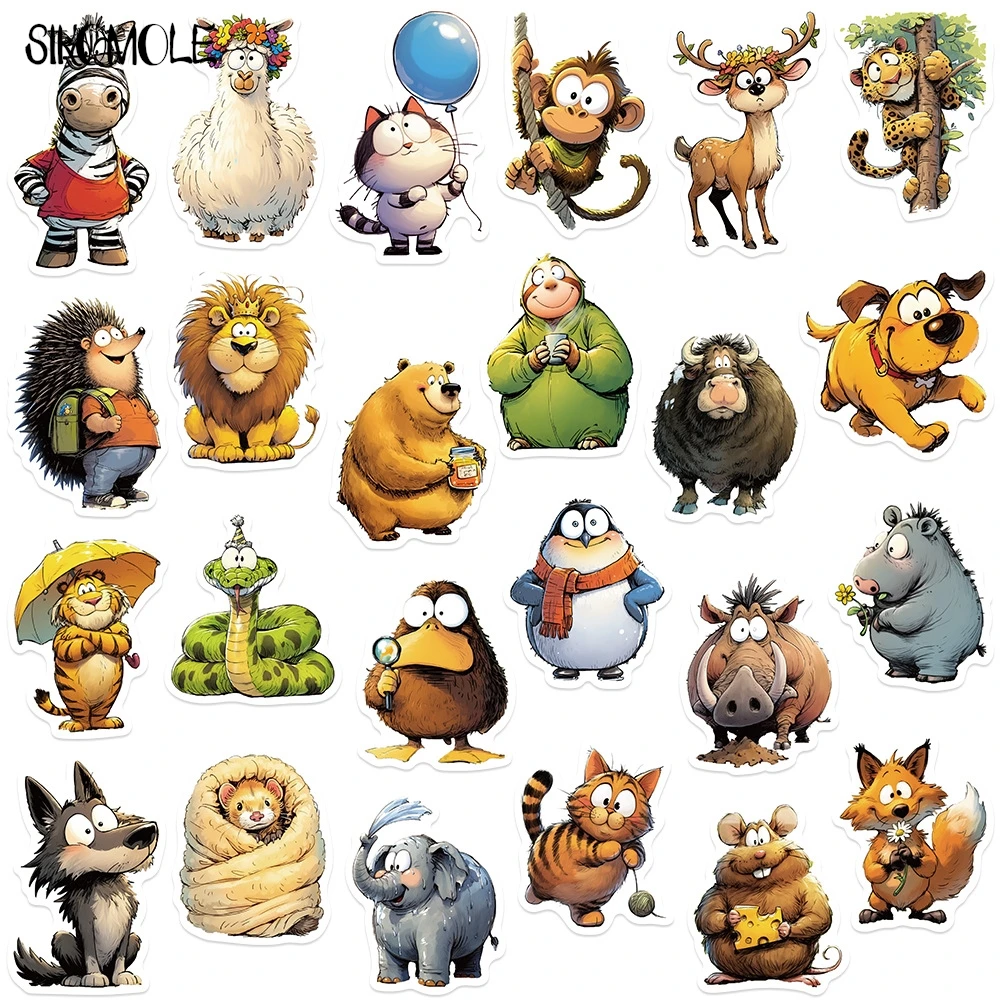 10/30/50PCS Funny Cartoon Animals MEME PVC Stickers Aesthetic DIY Decoration Toy Kid Travel Luggage Decal Graffiti Sticker Pack