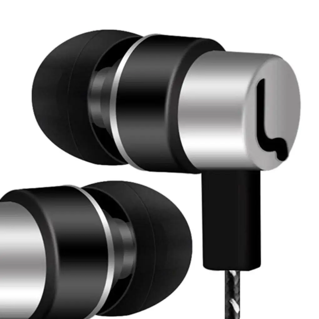 3 5mm Metal In-ear Headphones Stereo Bass Handsfree Call Wired Earbuds Built-in Mic Headset Earphones