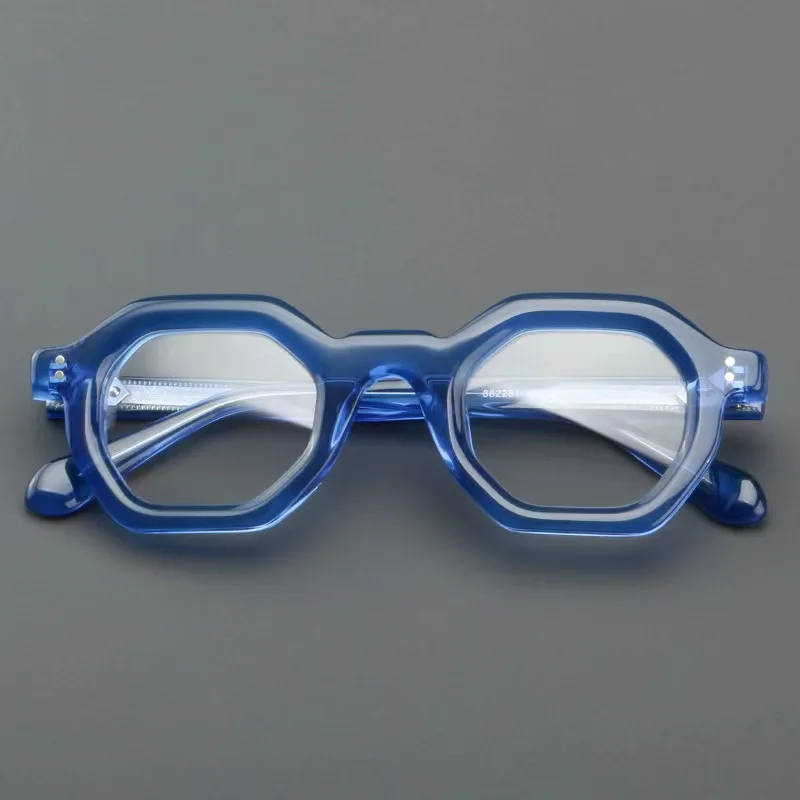 

Acetate Polygonal Thick Glasses Frame Optical Prescription Men Eyeglasses Handmade Women Myopia Reading Computer Office Eyewear