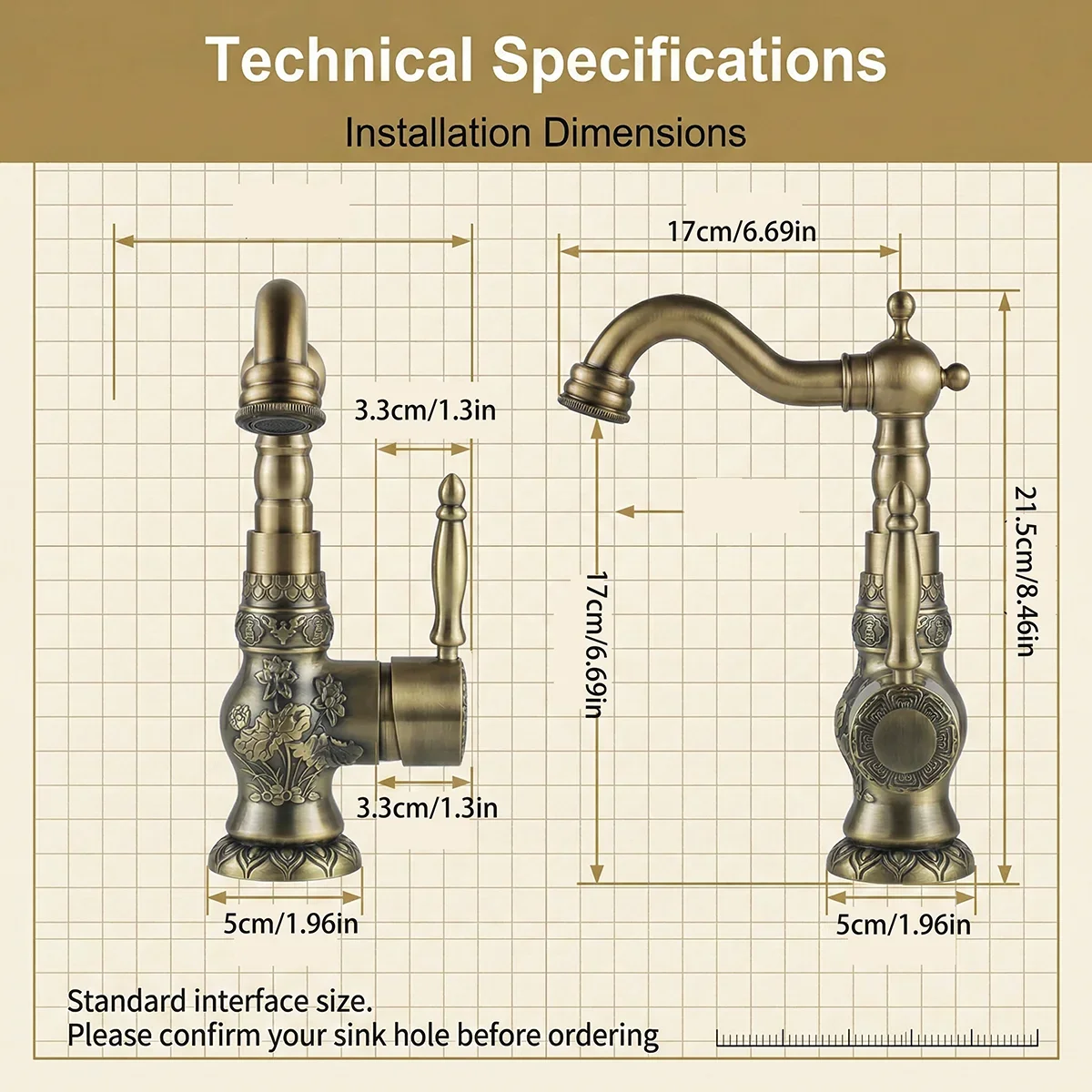 European retro carved bathroom basin faucet, zinc alloy antique bronze faucet, rotatable spout, basin under the table, basin on