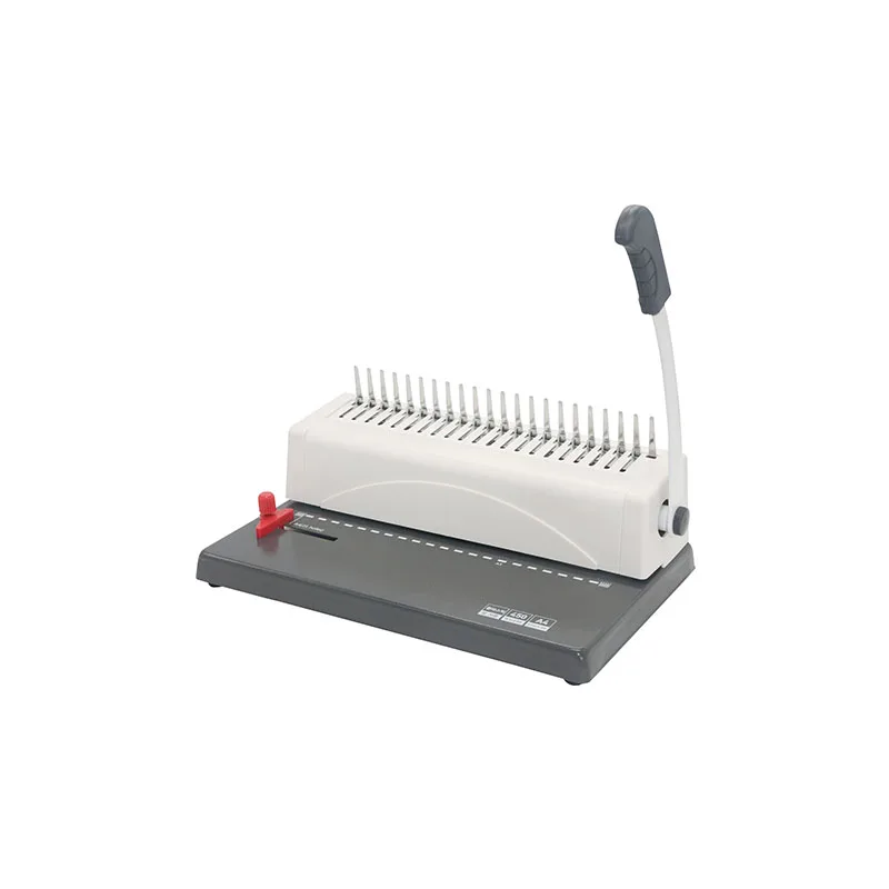 Comb Wire Spiral Book Binding Machine Metal Base Office Manual Adhesive 250 Sheets Capacity 51mm Comb Ring 2.5-6.5mm
