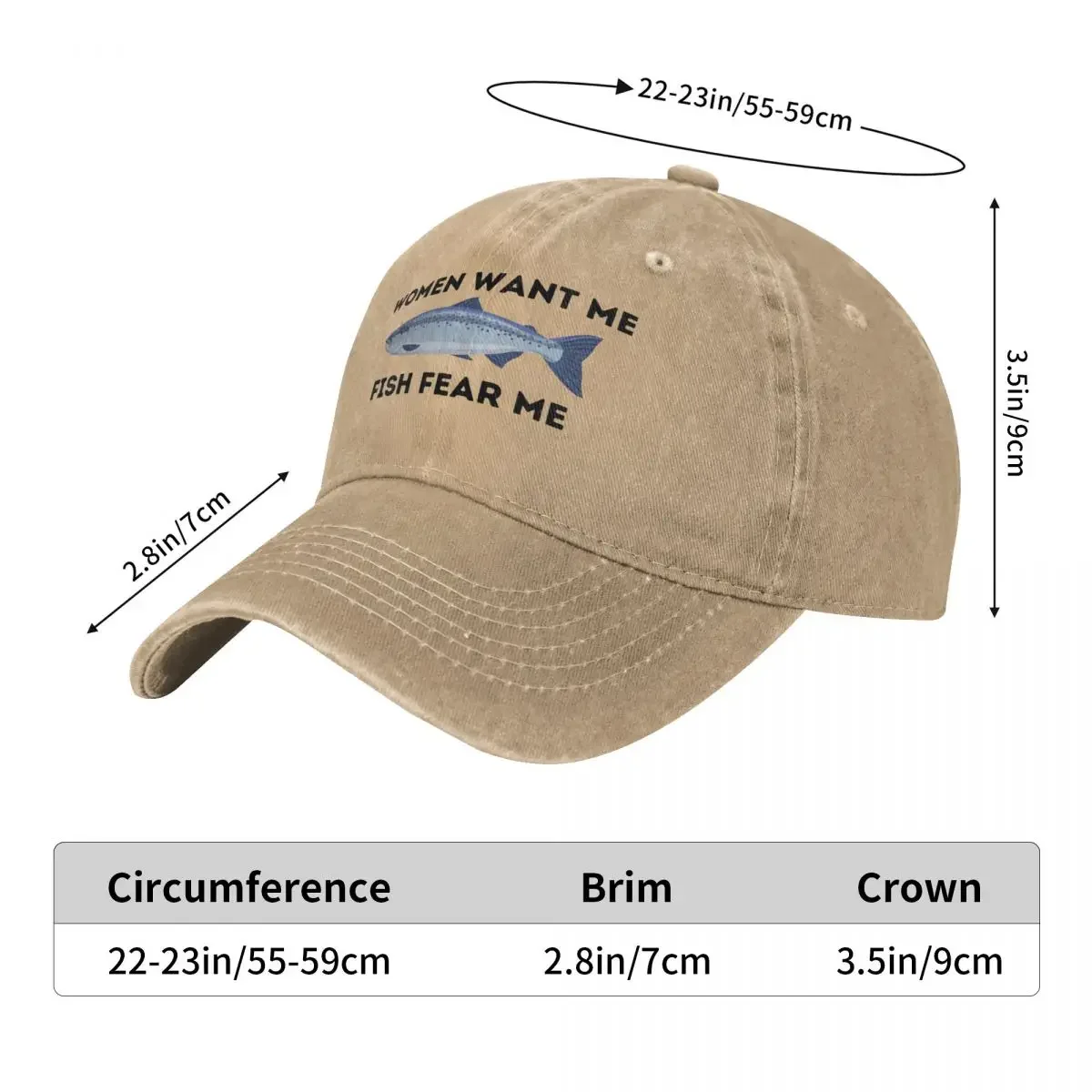 Women Want Me Baseball Cap For Men Adult Fish Fear Me Fashion Trucker Hat Fitted Retro Sun-Proof Kpop Rock Baseball Caps