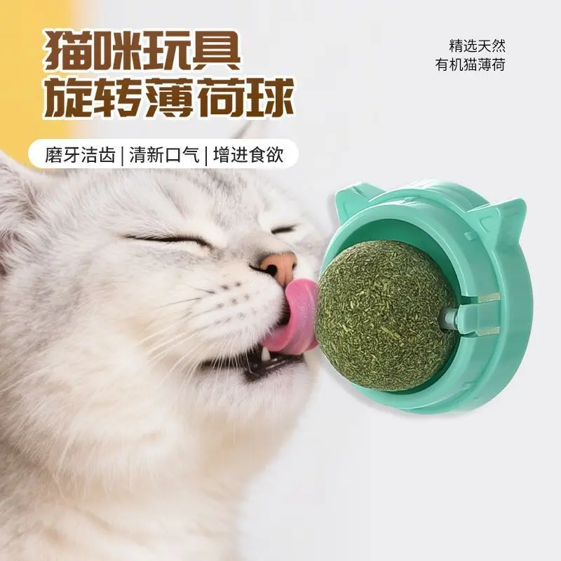 1pc Cat Mint Ball Catnip Toy - Wall Sticker Pet Toy Kitten Licking Supplies Home Garden