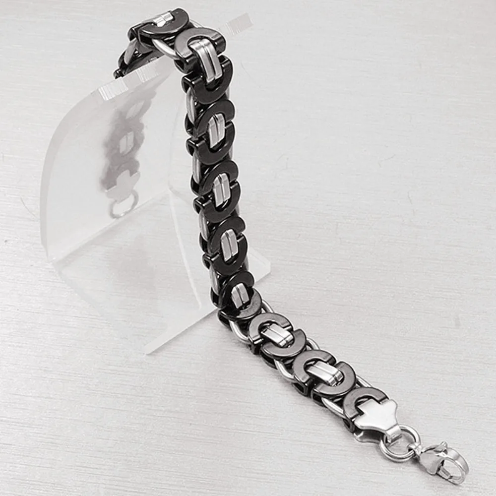الهيب هوب التيتانيوم الصلب شقة الرجال سوار سوار فاسق الفولاذ المقاوم للصدأ مجوهرات شخصية الثقيلة مكتنزة