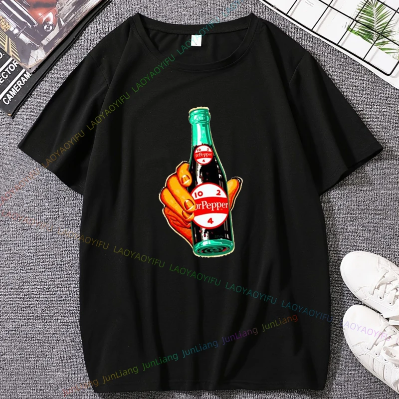 Dr Pepper Print Graphic Tees Men Clothing Funny Retro Soda Cap Streetwear Short Sleeve Tee Vintage Men\'s T-shirts Y2k Harajuku