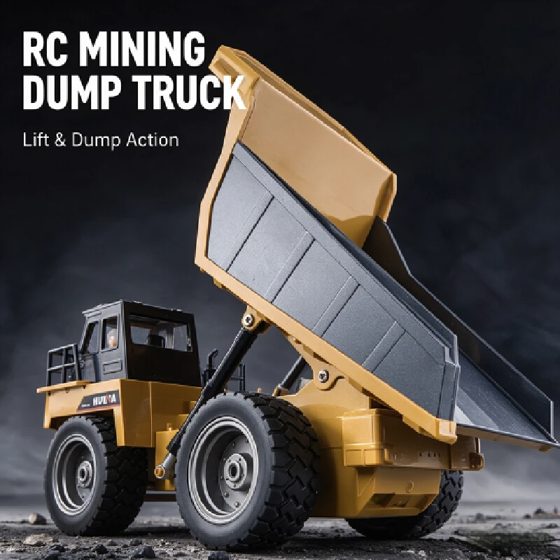 Huina 533d 9ch 1:18 Alloy Rc Dump Truck Remote Control Soil Transport Tipper Vehicle Electric Hobby Toy Gift For Boys Kids