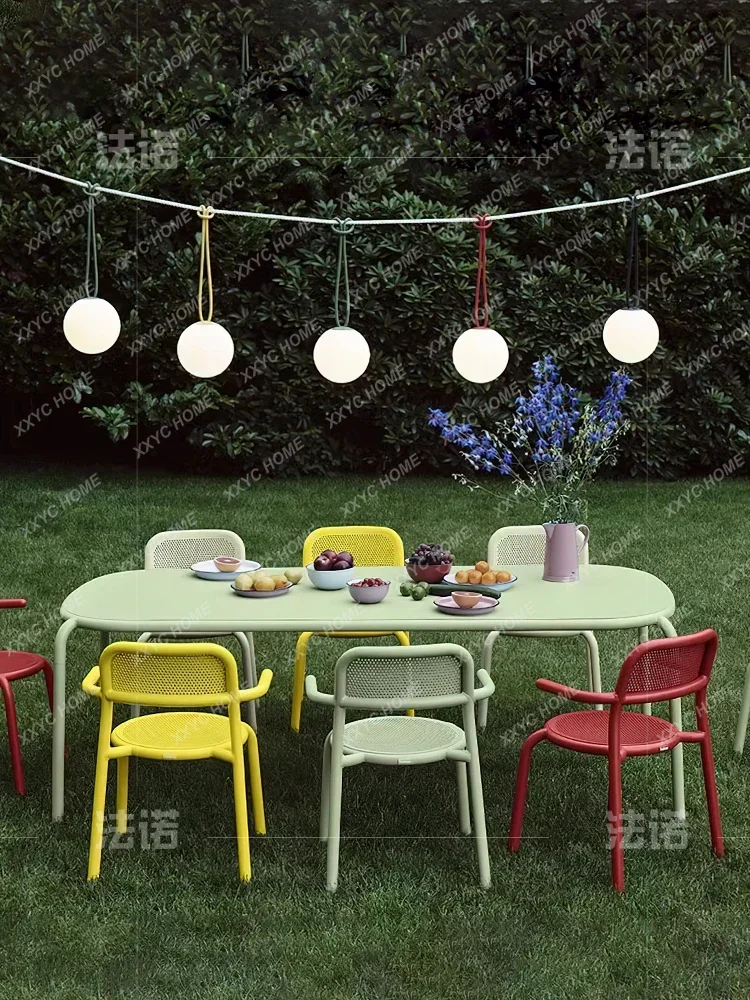 

Outdoor Balcony Leisure Combination Long Table Cafe Terrace Small Round Small Tea Aluminum Alloy Table