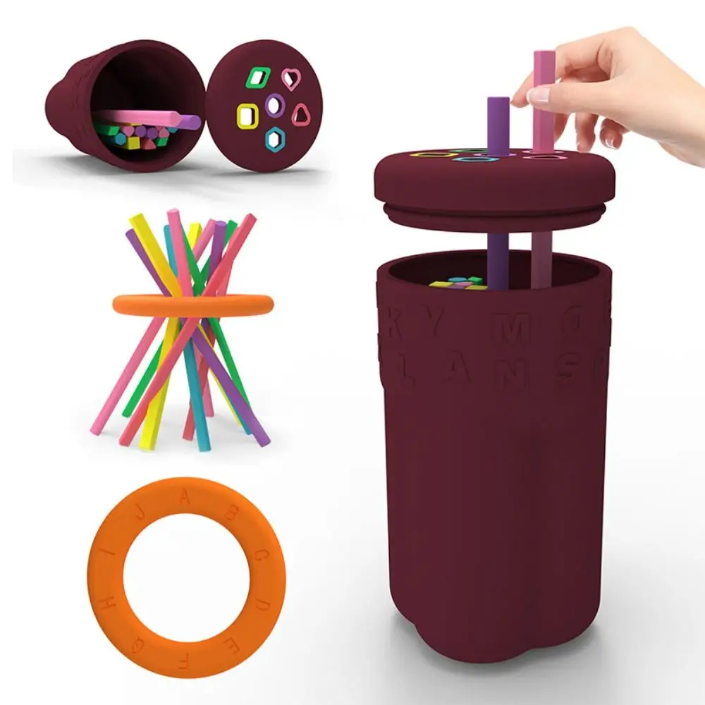 Scatola di smistamento di forme dal design colorato Scatola di smistamento di forme in materiale siliconico Gioco di equilibrio con bastoncino in silicone Gioco di equilibrio di stimolazione sensoriale