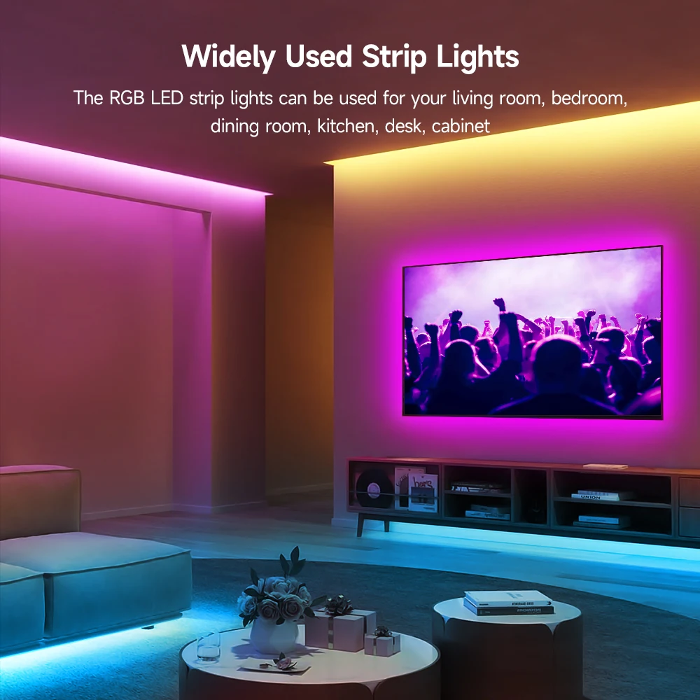 Imagem -06 - Rgb Led Strip Lights para Home Party Music Sync Mudança de Cor 5050 5v 1m30m 16 Milhões de Cores