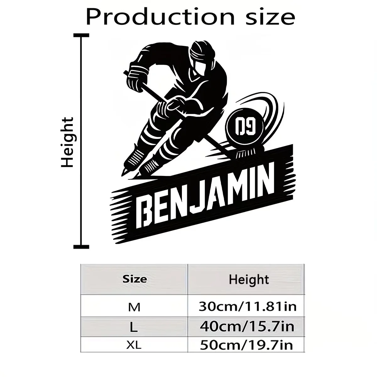 Custom Hockey Player Metal Sign - Personalized Name Customization, Hockey Player Shooting Motion Design - Metal Construction