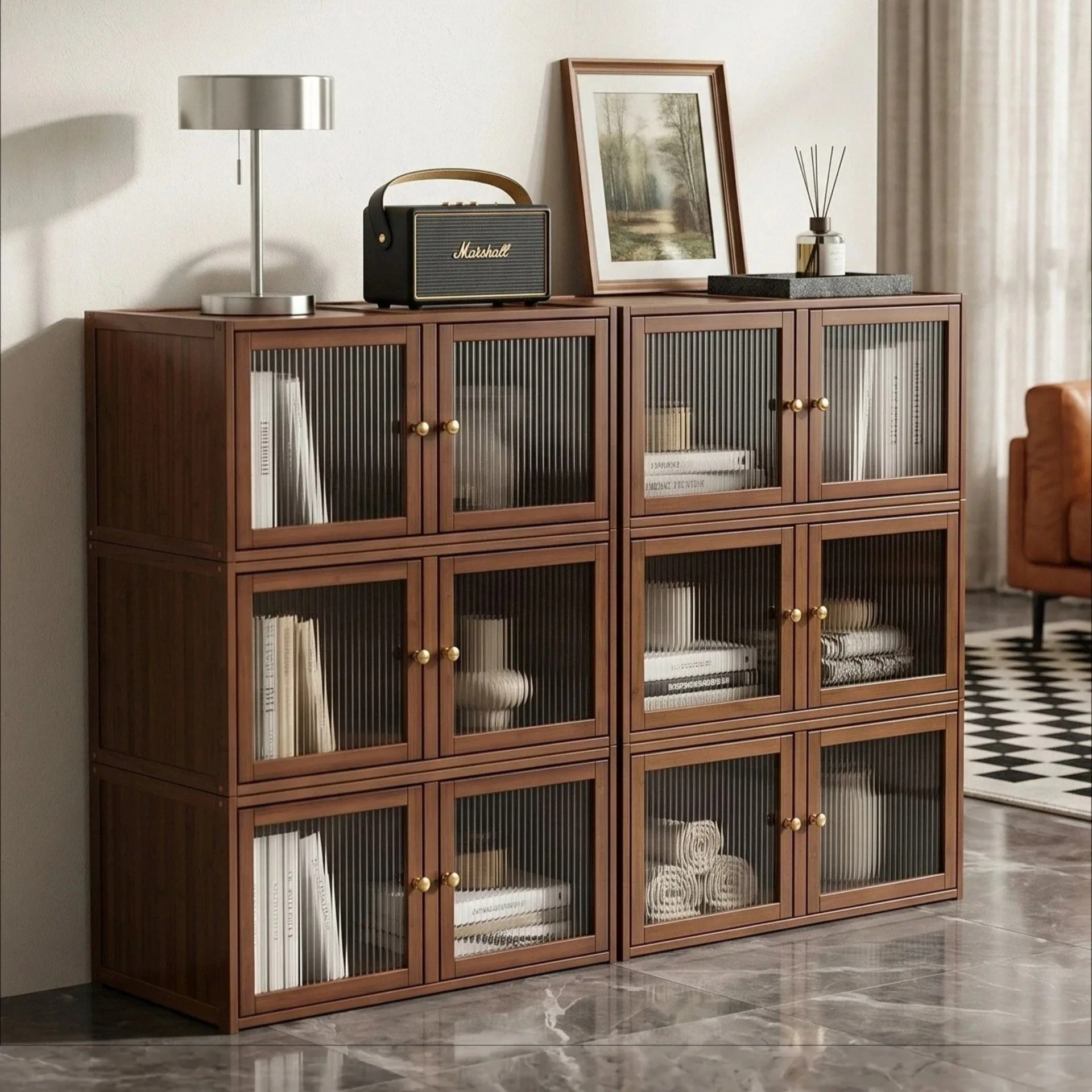Stapelbare Aufbewahrungsschränke im Retro-Stil, Wohnzimmer-Aufbewahrungsschrank-Kombinationen, Bücherregale, frei kombinierbare Aufbewahrungsschränke