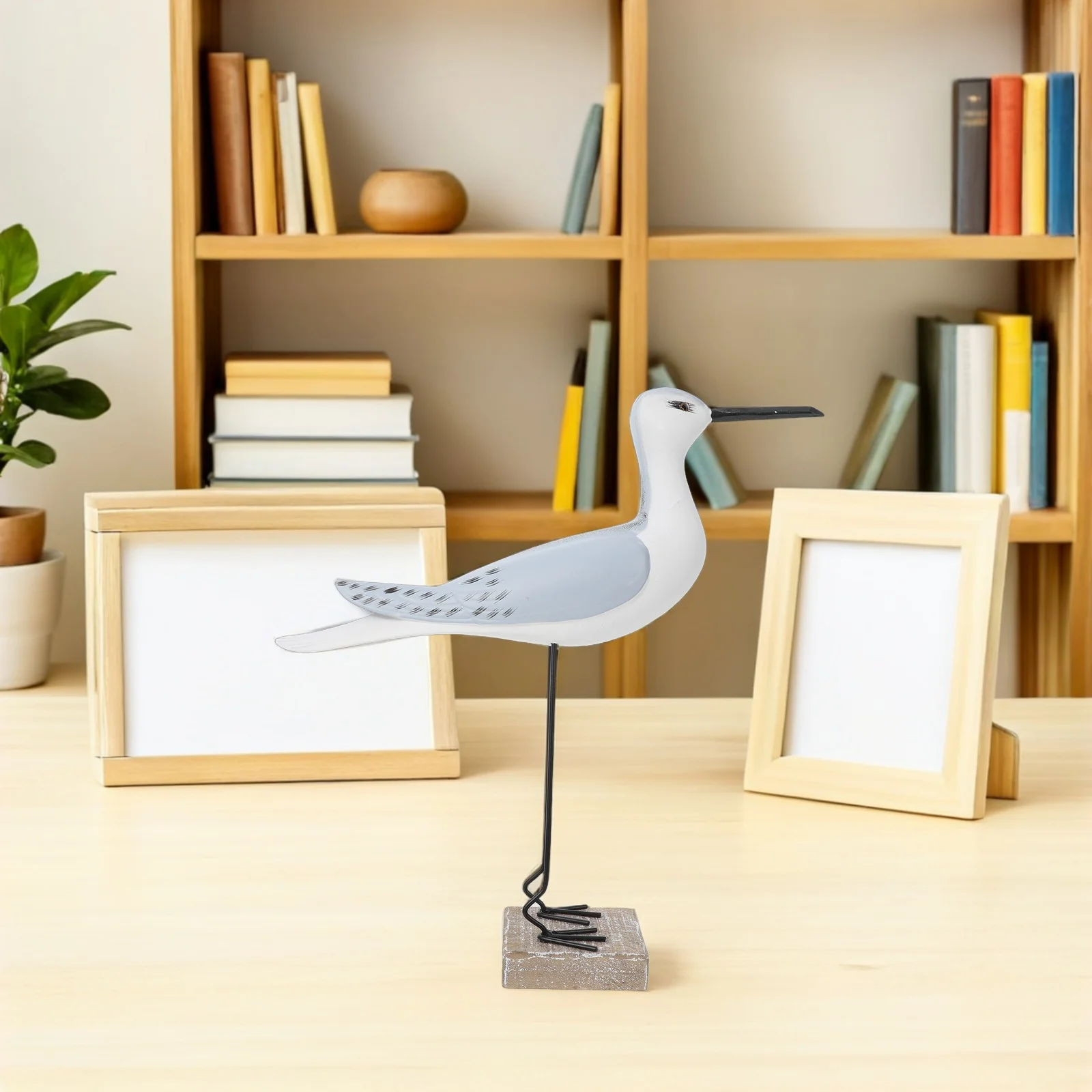 

Wooden Seagull Mediterranean Coastal Bird Sculpture For Beach Home Garden Table Decor Ocean Style Nautical Ornament