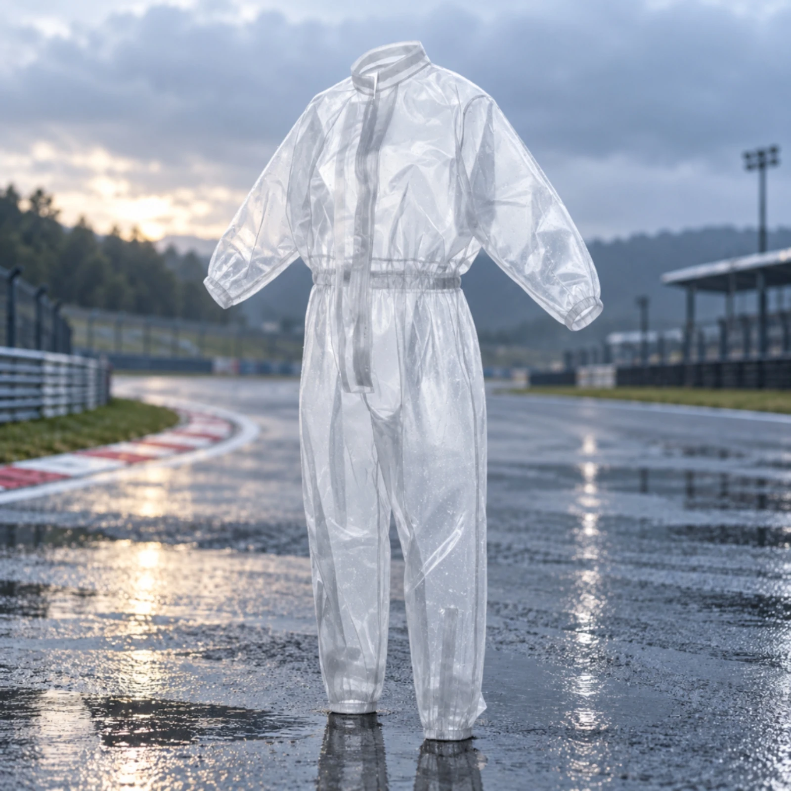 Transparent One-Piece Rain Suit Lightweight Waterproof One-Piece Rainsuit Outerwear Low-Bulk for Motorcycle Rides