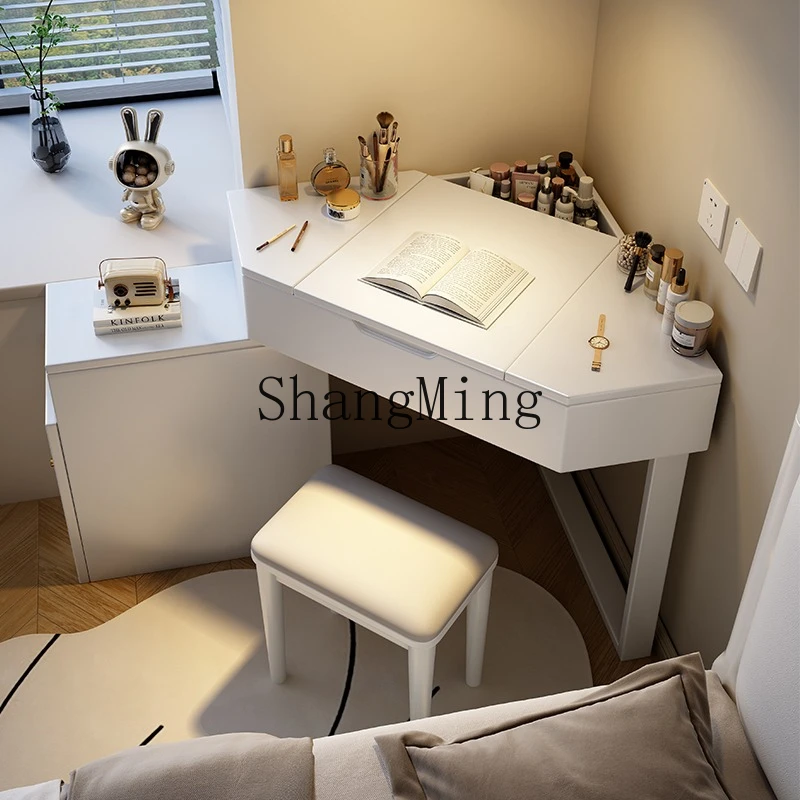 

FG solid wood corner triangle dresser small apartment bedroom wall corner makeup table storage cabinet