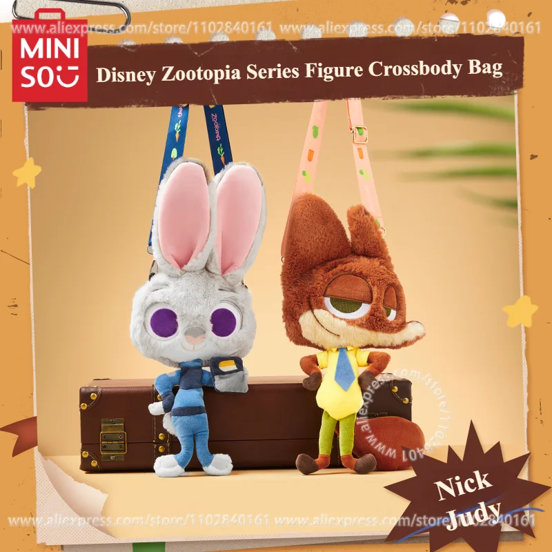 

MINISO Disney Zootopia Series Doll Crossbody Bag Cute Soft Plush Nick Judy Children's Birthday Gift Genuine Animation Toy