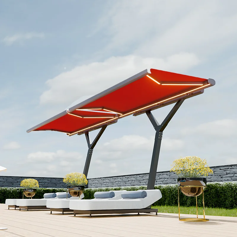 Toldo Retráctil Motorizado Moderno con Marco de Aleación de Aluminio y Lona de Poliéster - Resistente para Terraza y Patio Exterior con Brazos Plegables